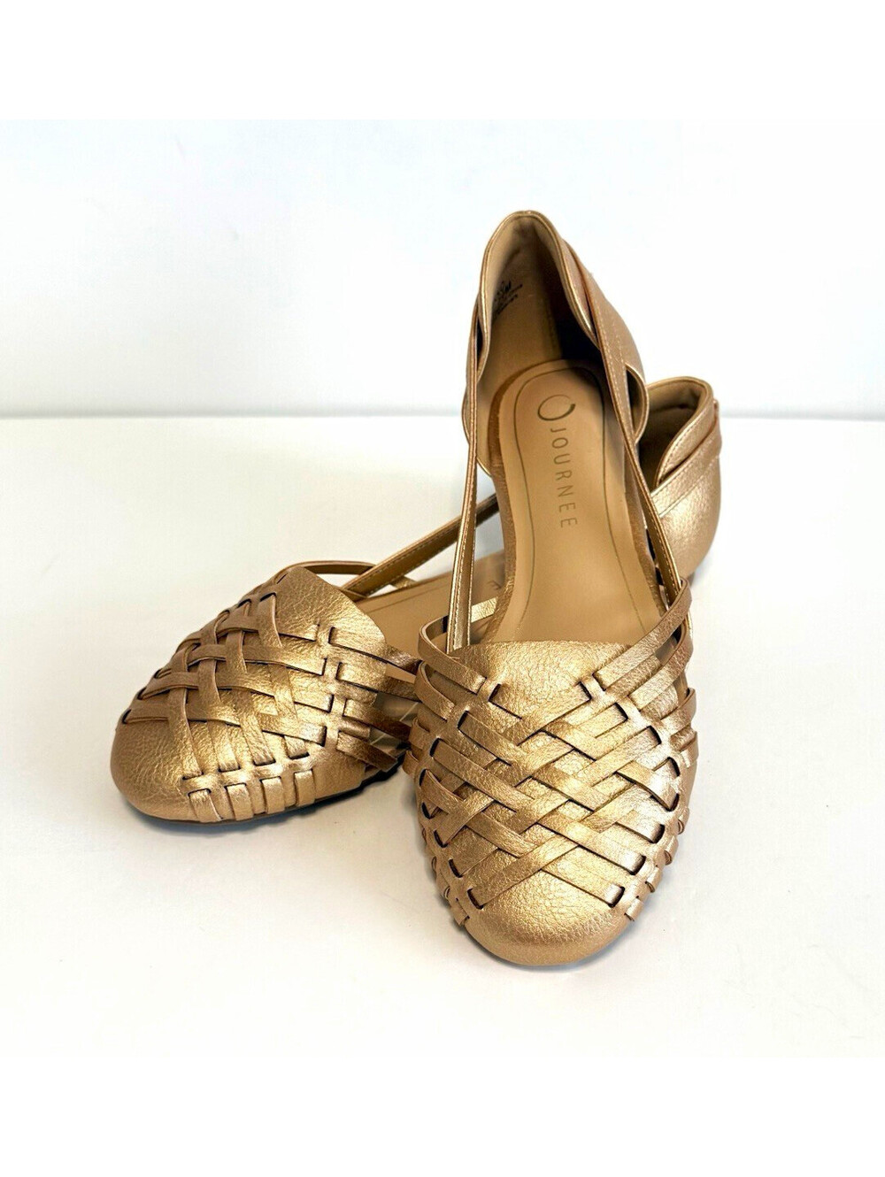 Journee Collection Ekko Woven Flats Champagne Metallic Womens Size 7.5 M